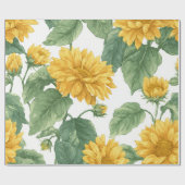 Boho Sunflower Yellow Floral Pattern Spring Summer ラッピングペーパー (フラット)