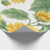 Boho Sunflower Yellow Floral Pattern Spring Summer ラッピングペーパー (角)