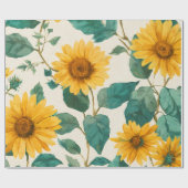 Boho Sunflower Yellow Floral Pattern Spring Summer ラッピングペーパー (フラット)