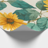 Boho Sunflower Yellow Floral Pattern Spring Summer ラッピングペーパー (角)