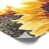 Boho Sunflowersホワイトハッピー16th (または任意)誕生日 ポスター (角)