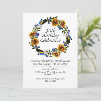 Boho Sunflowersリースカスタマイズ可能30th Birthday 招待状