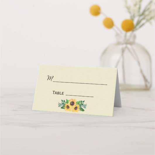 Boho Sunflowers結婚's プレイスカード (裏面)