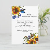 Boho Sunflowers,羽,カスタマイズ,誕生日 招待状 (スタンド正面)