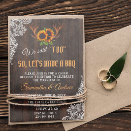 Boho Sunflowers〔雄ジカの〕枝角結婚ズI DO BBQ 招待状