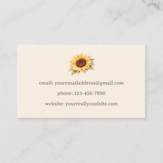 Boho Sunflowers Any Profession 名刺 (裏面)