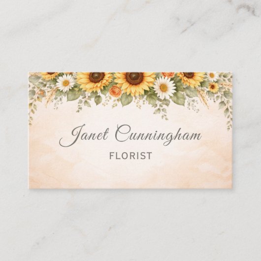Boho Sunflowers Any Profession 名刺 (正面)
