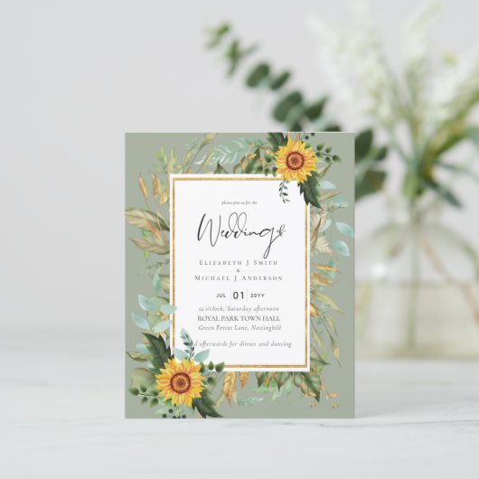 Boho Sunflowers Greenery Water color 結婚's BUDGET (スタンド正面)