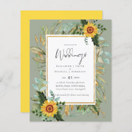 Boho Sunflowers Greenery Water color 結婚's BUDGET