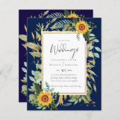 Boho Sunflowers Greenery Water color 結婚's BUDGET (正面/裏面)