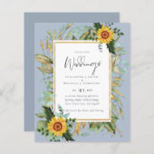 Boho Sunflowers Greenery Water color 結婚's BUDGET (正面/裏面)