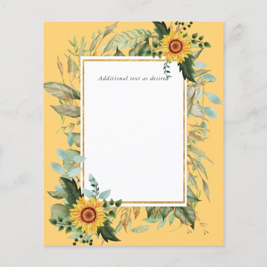 Boho Sunflowers Greenery Water color 結婚's BUDGET (裏面)