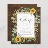 Boho Sunflowers Greenery Water color 結婚's BUDGET (正面/裏面)