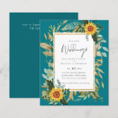 Boho Sunflowers Greenery Water color 結婚's BUDGET (正面/裏面)