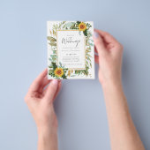 Boho Sunflowers Greenery Water color 結婚's BUDGET チラシ (手)