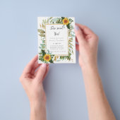 Boho Sunflowers Greenery Water color 結婚's BUDGET チラシ (手)