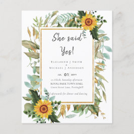 Boho Sunflowers Greenery Water color 結婚's BUDGET チラシ