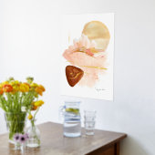 Boho Sunrise Organic Modern Rust Gold Watercolor 箔ポスター (レイダウン (キッチン))