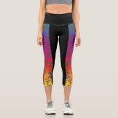 Boho Sunsetグラデーションカスタマイズ可能なハイウェスト カプリレギンス (正面)