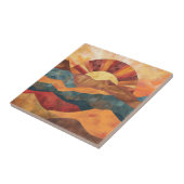 Boho Sunset Over Mountains -Retro Earthy Landscape タイル (側面)
