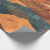 Boho Sunset Over Mountains -Retro Earthy Landscape ラッピングペーパー (角)