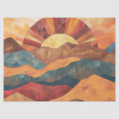 Boho Sunset Over Mountains -Retro Earthy Landscape 薄葉紙 (正面)