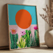 Boho Sunset Retro Floral Abstract Collage ポスター