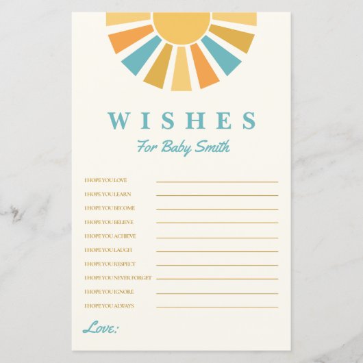 Boho Sunshineがベビーの赤ちゃんシャワーゲームを望む (正面)