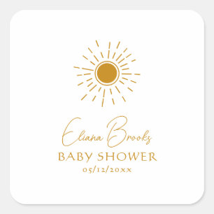Boho Sunshineモダン Baby Showerありがとう スクエアシール
