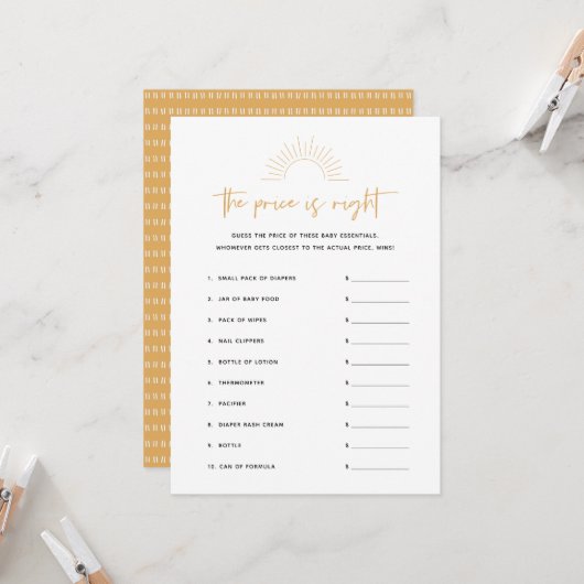 Boho Sunshine価格は右ベビーシャワーゲーム 招待状 (正面/裏面インサイチュ)