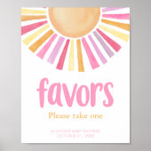 Boho sunshine女の子の赤ん坊シャワー好意サイン ポスター (正面)