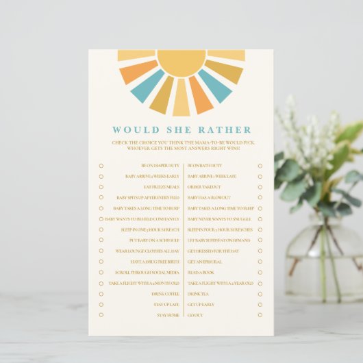 Boho Sunshine彼女はむしろ赤ちゃんシャワーのゲーム (スタンド正面)