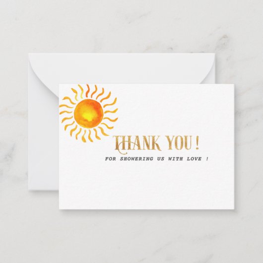 Boho sunshine水色あなた感謝していの赤ちゃんシャワー ノートカード (正面)