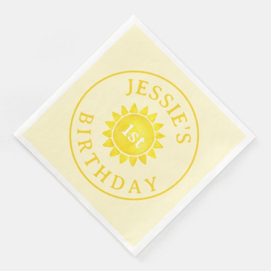 Boho Sunshine 1st Birthday Dinner Napkins – 黄色 (コーナー)
