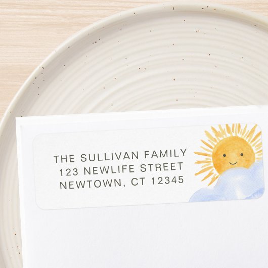 Boho Sunshine Baby Shower Return Address ラベル
