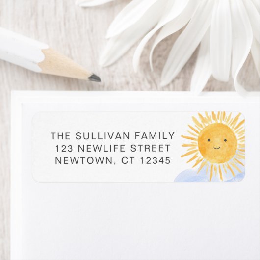 Boho Sunshine Baby Shower Return Address ラベル (インサイチュ)