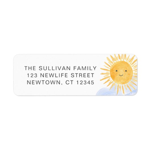 Boho Sunshine Baby Shower Return Address ラベル (正面)