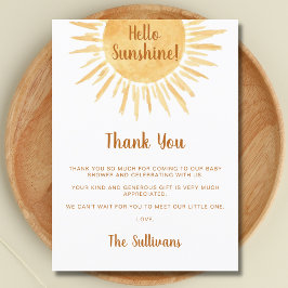 Boho Sunshine Baby Shower Thank You ポストカード