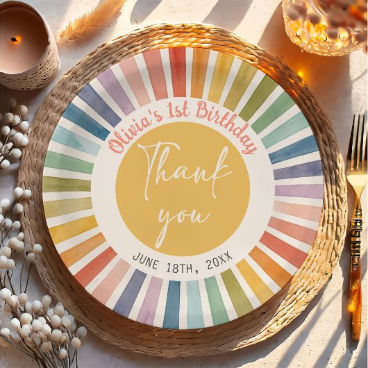 Boho Sunshine Birthday Paper Plates ペーパープレート
