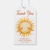 Boho Sunshine Cute Sun Baby Shower Thank You ギフトタグ (正面)