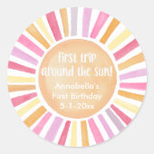 Boho sunshine First Trip のまわりに the Sun誕生日 ラウンドシール (正面)