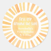 Boho sunshine First Trip のまわりに the Sun誕生日 ラウンドシール (正面)