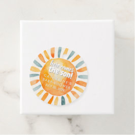 Boho Sunshine Here 来 the  Son Baby Shower フェイバータグ