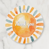 Boho Sunshine Here 来 the  Son Baby Shower フェイバータグ (裏面)