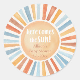 Boho sunshine Here 来 the Sun  baby shower ラウンドシール