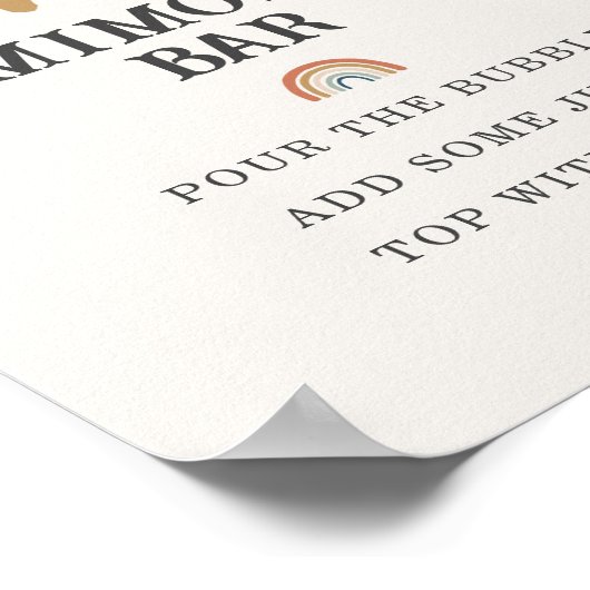 boho sunshine mimosaバー赤ちゃんシャワーパーティー標識 ポスター (角)