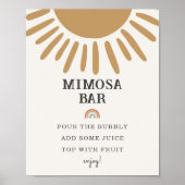 boho sunshine mimosaバー赤ちゃんシャワーパーティー標識 ポスター (正面)