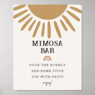 boho sunshine mimosaバー赤ちゃんシャワーパーティー標識 ポスター