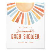 Boho Sunshine Neutral Baby Shower Welcome Sign フォトプリント (正面)