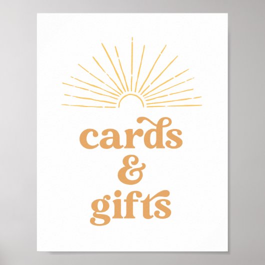 Boho Sunshine Sun赤ちゃんシャワーカードとギフトサイン ポスター (正面)